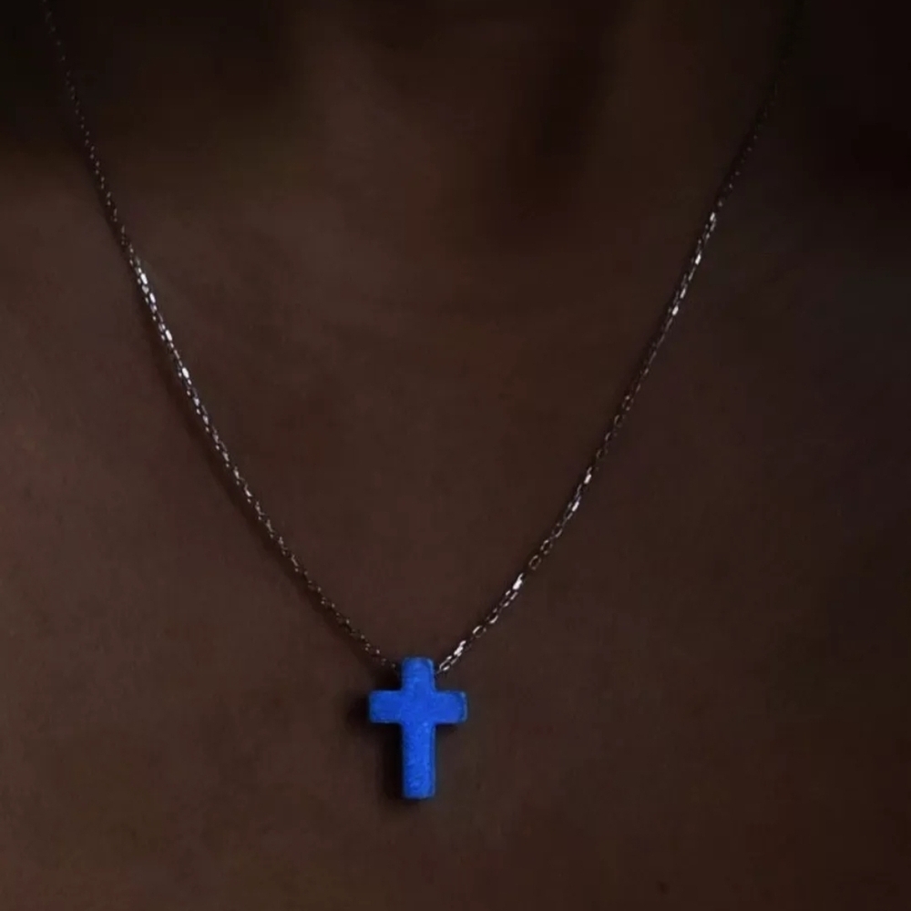 Blue Cross Pendant Necklace